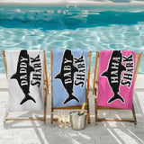Personalized Shark Family Matching Beach Towel with Name, Custom Summer Beach Gift for Family Trip, Custom Name Gift for Family Vacation, Birthday, Kids and Adults