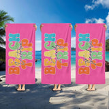 Custom Beach Towel with Any Text and Name, Summer Vacation Gift, Beach Pool Party, Family Vacation, Cruise Gifts,Bachelorette Trip Towels,Personalized Beach Towel