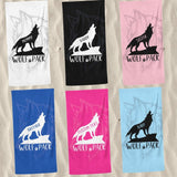 Personalized Wolf Family Matching Beach Towel with Name, Custom Summer Beach Gift for Family Trip, Custom Name Gift for Family Vacation, Birthday, Kids and Adults