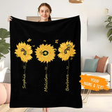 Custom Sunflower blanket, Personalized Blankets With Name, House Warming, Birthday Gift, Valentine's day Gift Blanket