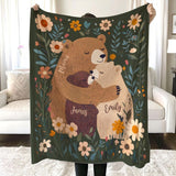 Personalized Mama Papa Bear Blanket with Kids Names, Custom Father's Day Gift, Mother's Day Gift, Birthday Gift, Christmas Gift for Mom Dad Grandma Grandpa