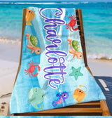 Personalized Kids Beach Towel, Custom Name Summer Gift for Boys or Girls