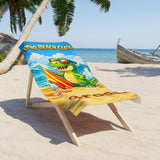 Personalized Dino Beach Towel with Name, Dinosaur Surf Beach Towel, Kids Summer Pool Towel, Custom Vacation Gift, Fun Beach Gift for Boys