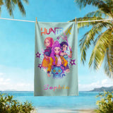 Personalized Custom Name Kpop Beach Towel,Cool Girl Fandom Design,Anime Towel for Poolside Relaxation,Trendy Summer Gift for Kpop Fans