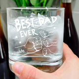 Custom Hand Kid Best Dad Ever Fist Bump Whiskey Glass, Custom Best Dad Ever Whiskey Glass For Dad , Father's Day Gifts, Gift For Husband