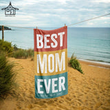 Personalized Retro Best Mom Dad Beach Towel, Vintage Pool Towel for Parents, Fun Anniversary Gift, 70s Style Towel, Summer Travel Gift Idea