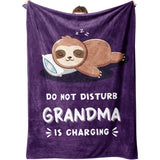 Grandma Mom Dad is Charging Sloth Blanket, Funny Gifts for Grandma Mom Dad from Daughter Son Grandkids, Personalized Gifts for Mothers Day Birthday Christmas