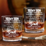 Personalized Father's Day Whiskey Glass from Dad Mom to Son - New Dad Gift, Custom Name Dad Gift,  Father’s Day Gift for Son