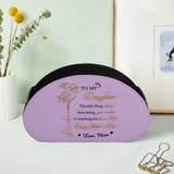 Personalized Remote Control Holder with Birth Month Flower, Name & Text , 5 Compartments Leather TV Remoter Caddy Desktop Organizer Makeup Brush Holder Storage Fits TV Remotes, Media Controllers, Office Supplies