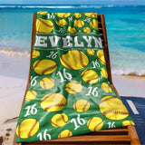 Personalized Sports Beach Towel with Name, Custom Summer Beach Gift for Family & Friends Girls Trip, Custom Name Gift for Family Vacation, Birthday, Kids and Adults