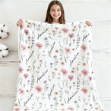 Floral Custom Blanket with Name for Kids and Adults - Perfect Unique Gifts for Christmas, Birthday, Baby Shower