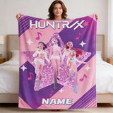 Kpop Demon Hunters Blanket, Custom Name Personalized Huntrix Throw