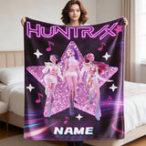 Kpop Demon Hunters Blanket, Custom Name Personalized Huntrix Throw