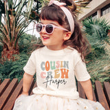 Personalized Groovy Cousin Crew Kids Shirt - Retro Custom Matching Cousins Shirts - Cousin Trip - Boho Natural Kids Youth & Adult Shirt