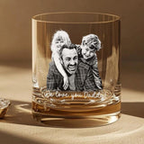 Custom Photo Dad Whiskey Glass, Personalized Fathers Day Gift From Son Daughter, Portrait Daddy Rocks Glass, New Dad Gift, Gift For Husband