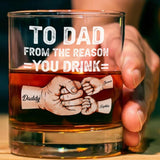Custom Dad and Kids Bump Whiskey Glass, Personalized Fathers Day Gift From Son Daughter, New Dad Gift, Birthday Gift For Dad, Grandpa, Papa