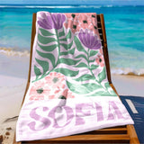 Personalized Retro Beach Towel with Name,Groovy Vibes Beach,Retro Floral Towel,Pool Towel,Bachelorette Party,Vacation Gift,Summer Trip Towel