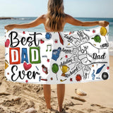 Best Dad Ever Towel with Custom Kid's Names, Birthday Gift for Grandpa, Dad & Baby Fist Bump Towel, First Fathers Day Gift, Gift for Husband