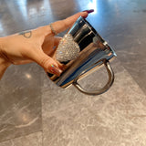 Stainless Steel Coffee Mug Set with Heart Rhinestone Design, Hand Wash Only, Multipurpose, Recyclable Material, Ideal for Office and Home Use