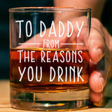 Personalized Dad's Reasons To Drink Whiskey Glass, Dad Birthday Gifts, Father's Day Gift, Rocks Glass, Gift from Daughter, Kids,Grandpa Gift