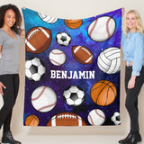 Super Soft Personalized Name Sport Balls Blankets