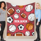 Super Soft Personalized Name Sport Balls Blankets