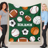 Super Soft Personalized Name Sport Balls Blankets