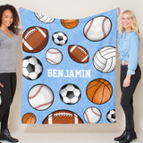 Super Soft Personalized Name Sport Balls Blankets