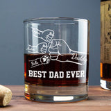 Personalized Best Dad Ever Rocks Glass, Custom Bump Dad Kids Pet Whiskey Glass, Father's Day Gift, Birthday Gift For Dad/ Grandpa, Dad Gift