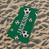 Personalized Soccer Beach Towel, Custom Name Towel, Soccer Gift for Kids, Soccer Player Gift, Soccer Mom, Sports Beach Towel 30x60