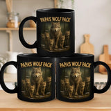 Personalized Papa's Wolf Pack Mug, Custom Wolf Dad Mug with Names, Father's Day Gift for Dad, Grandpa With Kids Names Mug