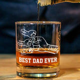Personalized Best Dad Ever Rocks Glass, Custom Bump Dad Kids Pet Whiskey Glass, Father's Day Gift, Birthday Gift For Dad/ Grandpa, Dad Gift