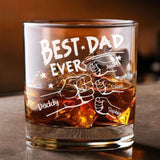 Custom Hand Kid Best Dad Ever Fist Bump Whiskey Glass, Custom Best Dad Ever Whiskey Glass For Dad , Father's Day Gifts, Gift For Husband