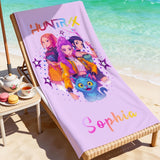 Personalized Custom Name Kpop Beach Towel,Cool Girl Fandom Design,Anime Towel for Poolside Relaxation,Trendy Summer Gift for Kpop Fans