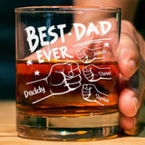 Custom Hand Kid Best Dad Ever Fist Bump Whiskey Glass, Custom Best Dad Ever Whiskey Glass For Dad , Father's Day Gifts, Gift For Husband