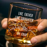 Custom Like Father Like Daughter Whiskey Glass, Fist Bump Dad, Whiskey Glass With Kids Names, Father's Day Gift, New Dad Gift, Birthday Gift