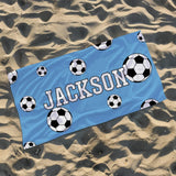 Personalized Soccer Beach Towel, Custom Name Towel, Soccer Gift for Kids, Soccer Player Gift, Soccer Mom, Sports Beach Towel 30x60