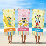 Personalized Cartoon Beach Towel Gift, Custom Summer Beach Towel, Custom Kids towel, Summer Gift, Beach Trip