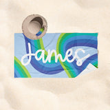 Personalized Name Towel for Beach Bath Pool, Customizable Beach Towel for Kids and Adults