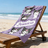 Kuromi Beach Towel, Cute Anime Character Towel, Kawaii Summer Towel, Soft Absorbent Pool & Beach Towel, Gift for Kuromi Fans
