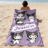 Kuromi Beach Towel, Cute Anime Character Towel, Kawaii Summer Towel, Soft Absorbent Pool & Beach Towel, Gift for Kuromi Fans
