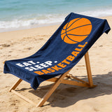 Basketball Beach Towel, Microfiber Quick Dry Eat Sleep Sports Bath Towels, Thin Lightweight Sand Free Pool Wrap for Men Boys Camping Travel