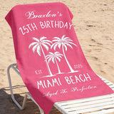 Custom Beach Towel for Beach Vacation, Summer Birthday