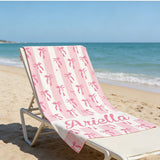 Custom Bow Towels,Friends Stripes Towel Customization,Birthday Beach Towels with Name,Colorful Bride Gifts,Kids Towels,Vacation Pool Towel