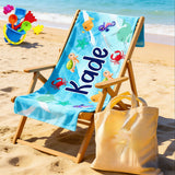 Personalized Kids Beach Towel, Custom Name Summer Gift for Boys or Girls
