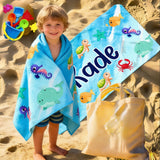 Personalized Kids Beach Towel, Custom Name Summer Gift for Boys or Girls
