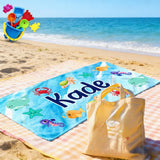 Personalized Kids Beach Towel, Custom Name Summer Gift for Boys or Girls