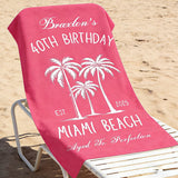 Custom Beach Towel for Beach Vacation, Summer Birthday