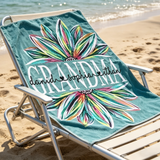 Personalized Name Towel for Beach Bath Pool, Customizable Beach Towel with Kids Names for Grandma Mom