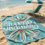 Personalized Name Towel for Beach Bath Pool, Customizable Beach Towel with Kids Names for Grandma Mom